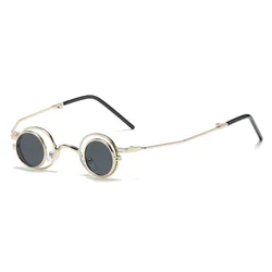 Casual Stylish Flip Sunglasses For Women Luxury Designer Tiny Round Foldable Glasses Trend Fashion Eyewear UV400