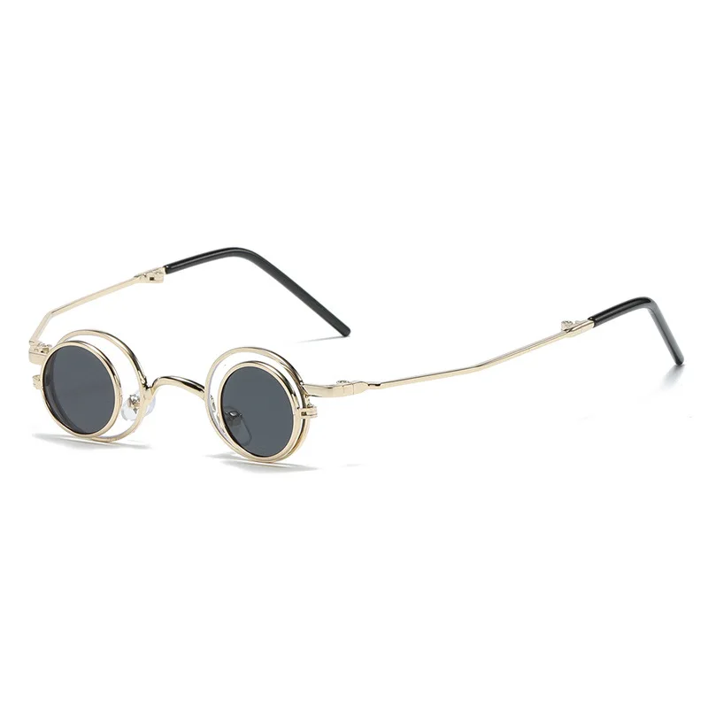 Casualowe stylowe okulary przeciwsłoneczne z klapkami dla kobiet luksusowy projektant małe okrągłe składane okulary Trend stylowe akcesoria optyczne UV400