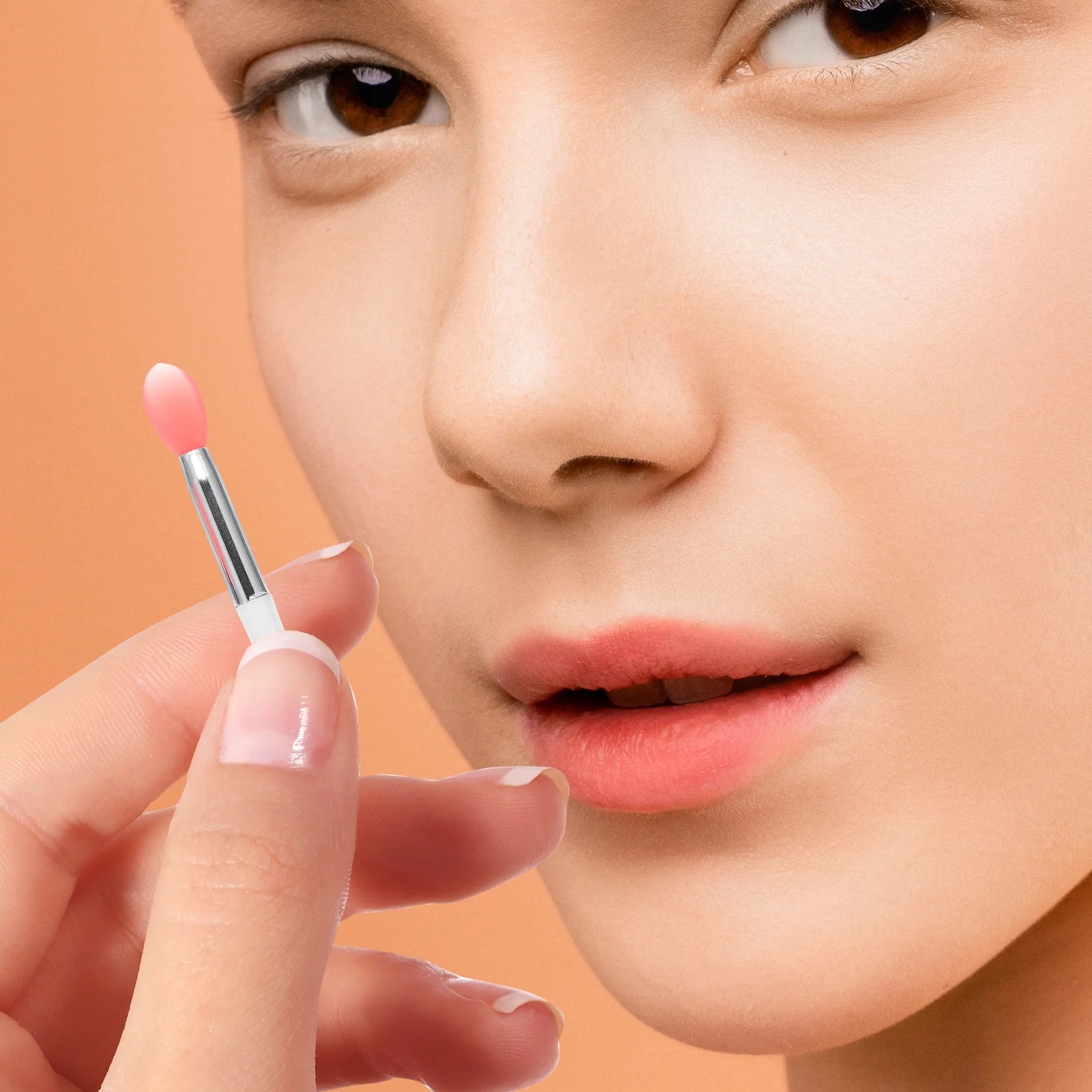 1 Juego de pinceles de silicona para lápiz labial, aplicación de Color uniforme regordete para brillo de labios, bálsamo, máscara, herramienta de maquillaje profesional, accesorio de belleza