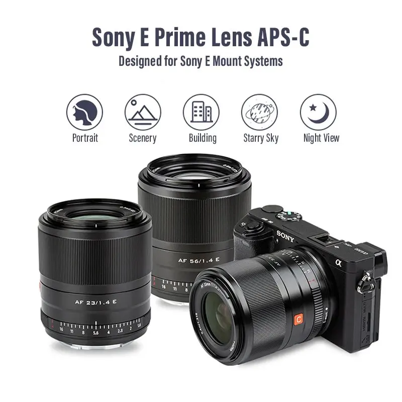 VILTROX 23mm 33mm 56mm F1.4 Sony E Lens Auto Focus Large Aperture APS-C Camera Vlog Lens for Sony E Mount Camera Lenses A6700