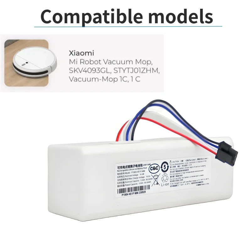 

14.4V 3500Mah For Xiaomi Mijia 1C STYTJ01ZHM Robot Vacuum Mop Cleaner Accessories Parts OriginalP1904-4S1P-MM Battery