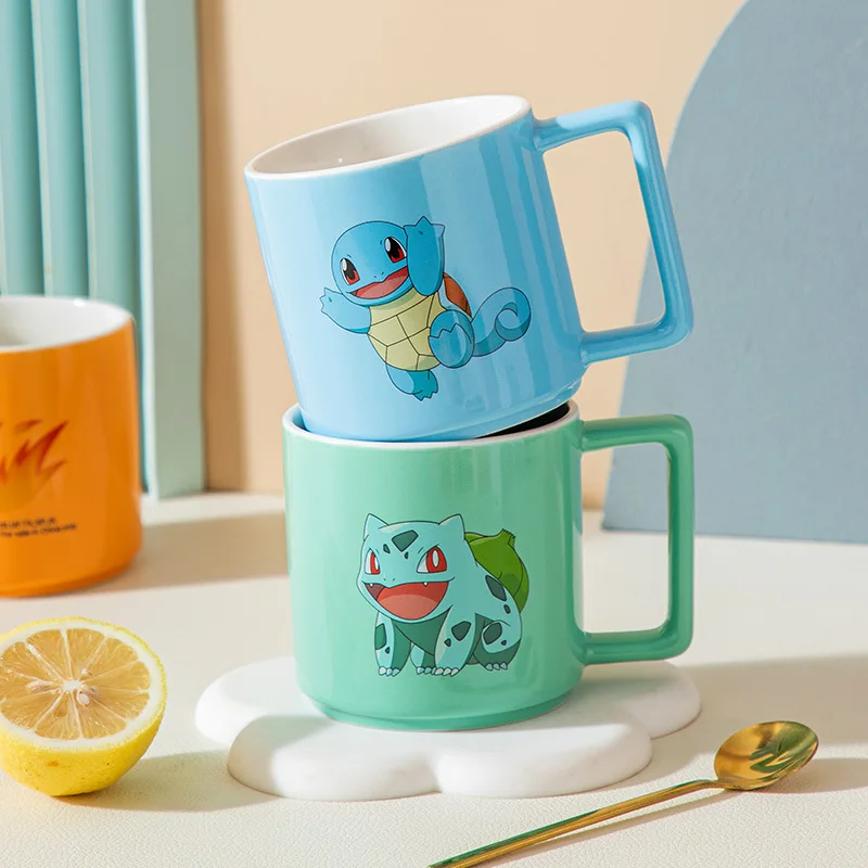 Taza con figura de Pokémon de Anime, vasos de agua creativos de dibujos animados para niños, Psyduck Charmander Squirtle, taza creativa de cerámica bonita