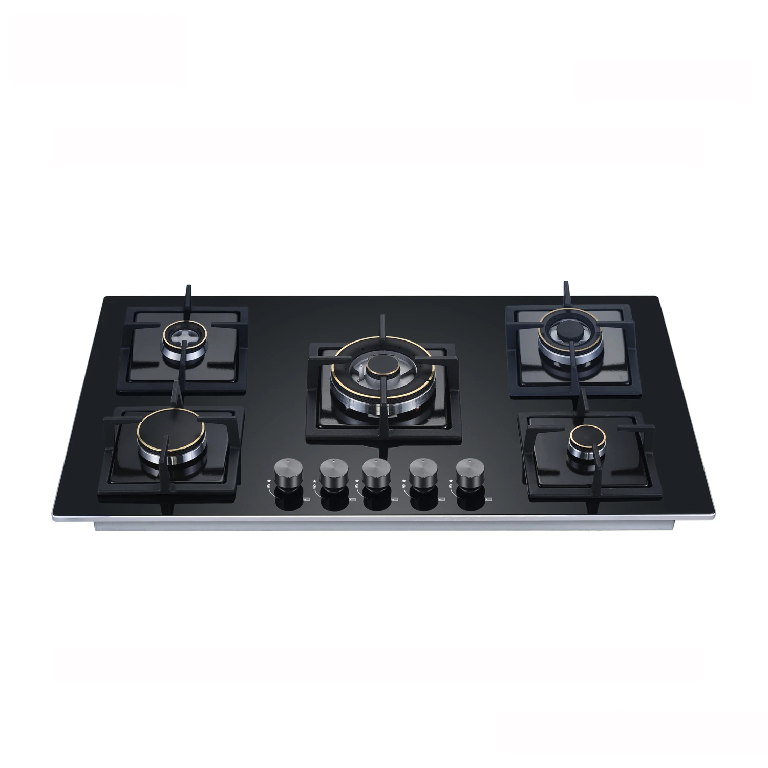 2024 Nuoyi Factory Black Tempered Glass 5 burner gas cooker stove Hot selling Gas cook tops