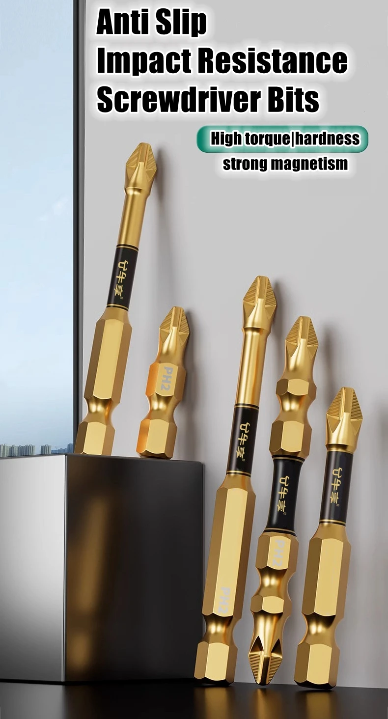PH2 Magnetische Schraubendreher-Bits mit Magnetisierer, 25–150 mm, rutschfester Sechskantschaft, Schlagbohrer, mehrere Größen für verschiedene Szenarien – Detail 1