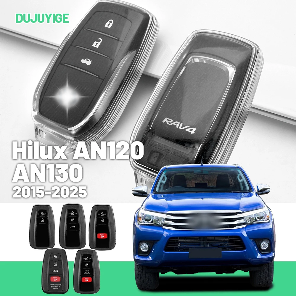 

Прозрачный чехол для автомобильного ключа из ТПУ для Toyota Hilux AN120 AN130 2015-2026, защитный чехол-накладка для брелока, автоаксессуары 2016 2017 2018 2019