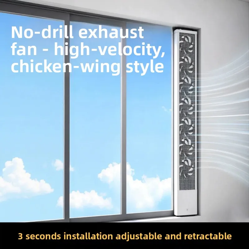 Household Non-punching Window Exhaust Fan, No Installation Glass Window Ventilation Fan, Strong Silent Exhaust Fan
