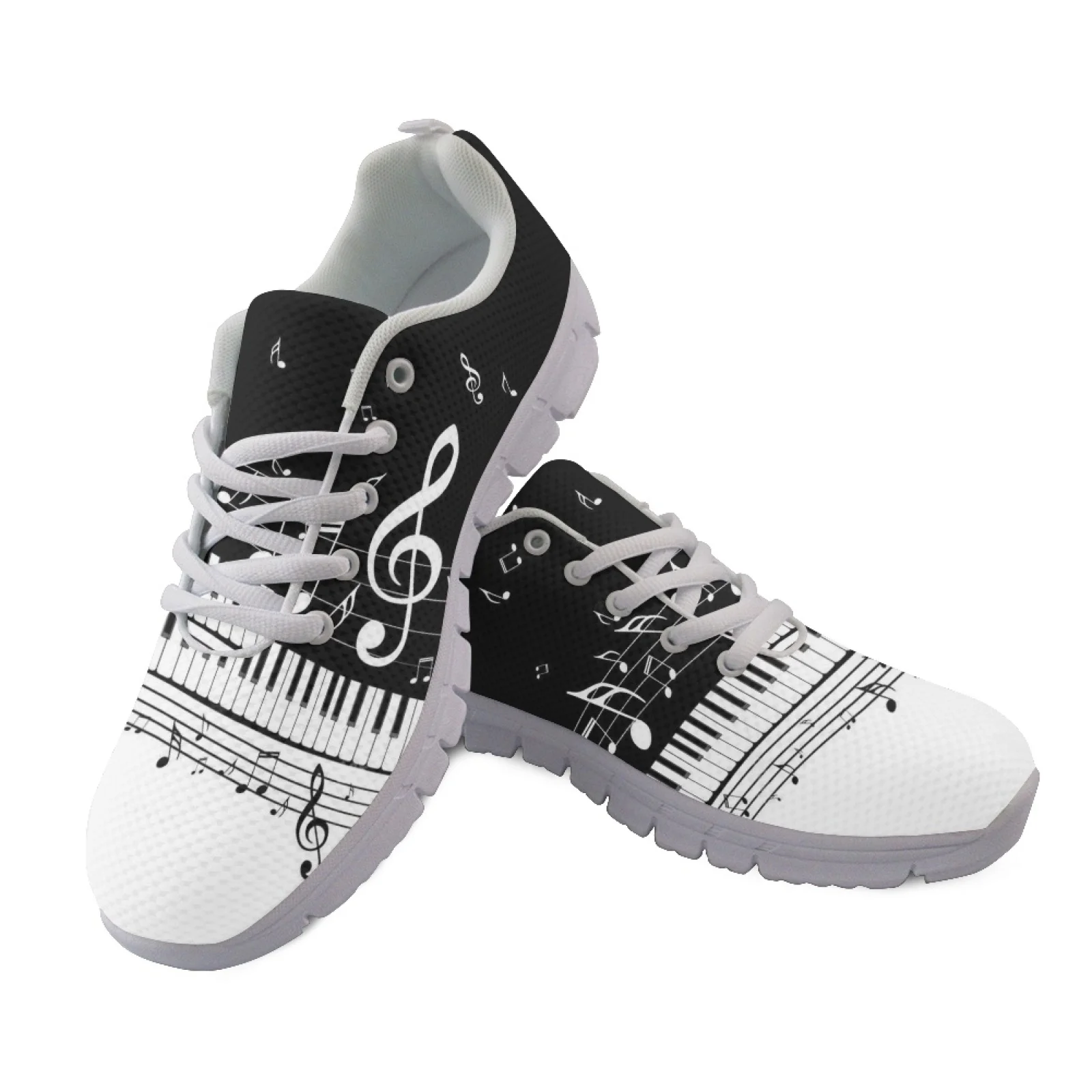 

2025 Music Notes Patterns Sport Casual Shoes For Women Flats Shoes Brand Designer Lace Up Sneakers Girls Shoes Outdoor Sneaker