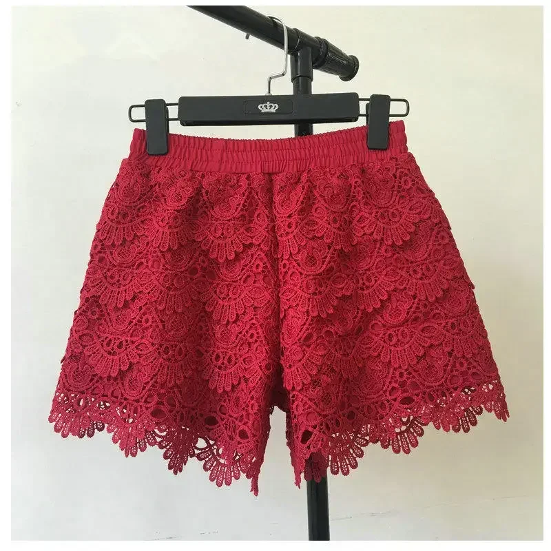 8 Colors Hollow Lace Shorts Women Hotpants Summer Black Shorts Feminino Women Short Beach Elastic High Waist Sexy Shorts C4417