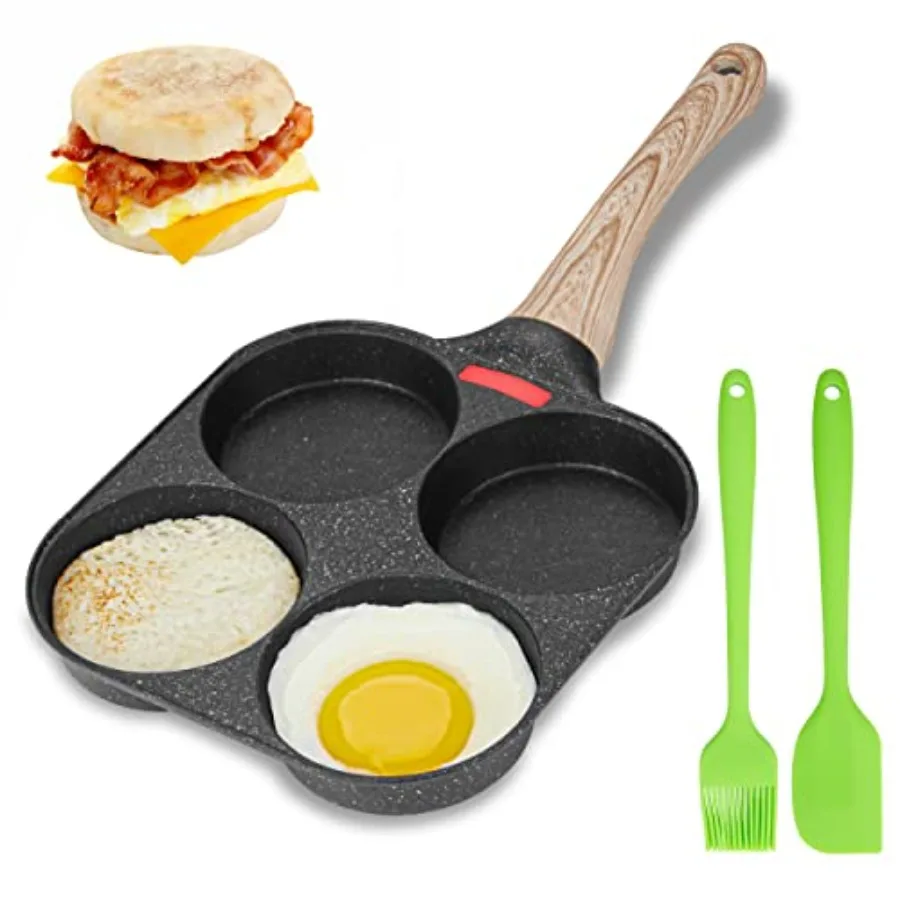 

Egg Frying Pan, 4-Cup Egg Pan Nonstick, Fried Egg Pan Skillet for Breakfast, Pancake, Hamburger, Sandwiches, Suitable for Gas S