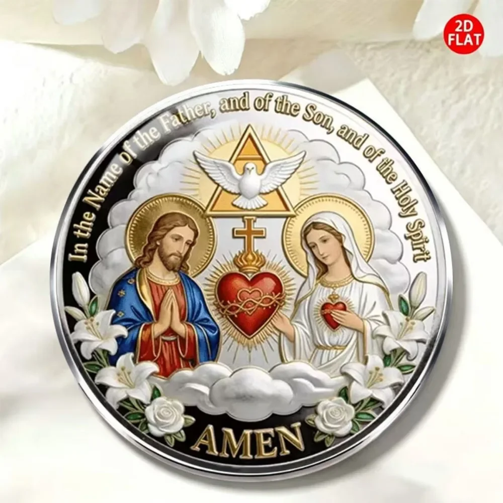 6-20Pcs Virgin Mary Jesus Lapel Pin for Bag, Holy Spirit Dove Brooch, Metal Badge, Catholic Amen Gift, Retro Epoxy Art Badge Pin