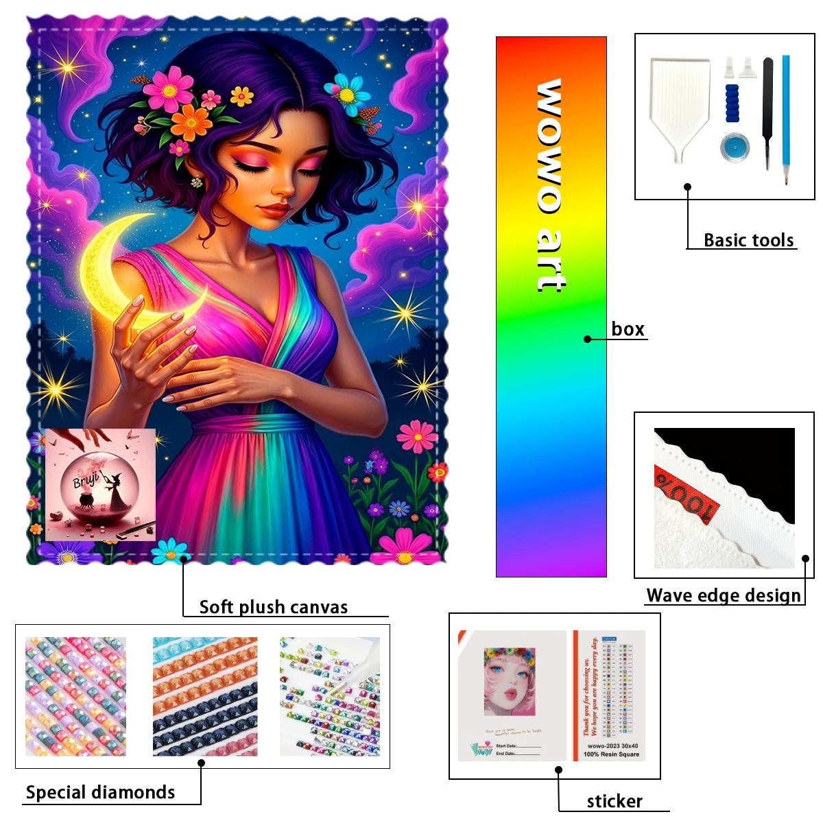 

【Bruji_ Diamond Art】La chica que sostiene la luna Crystal AB Rhinestone FD Rhinestone Perfect Resin Diamond