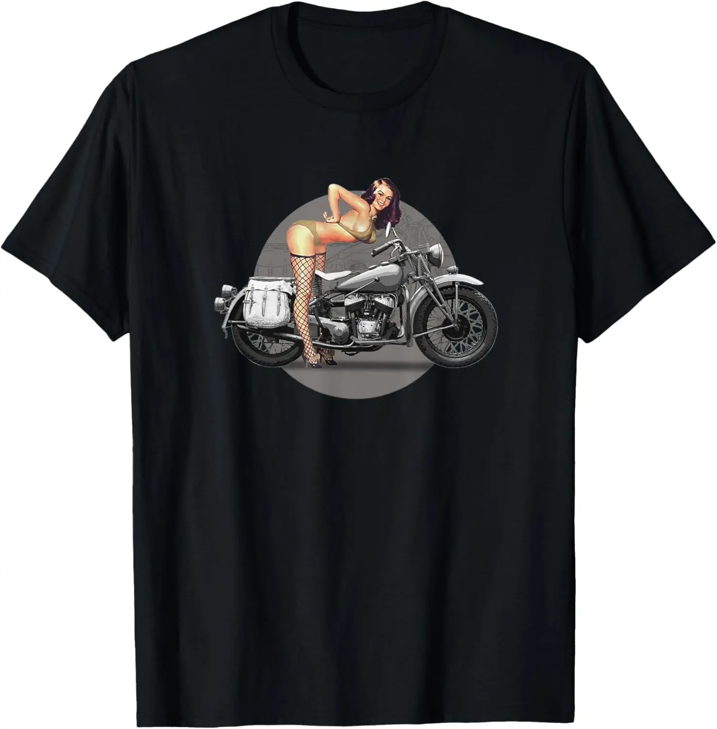 

The latest t-shirt - Pin-up girl classic motorcycle retro WW2 T-Shirt