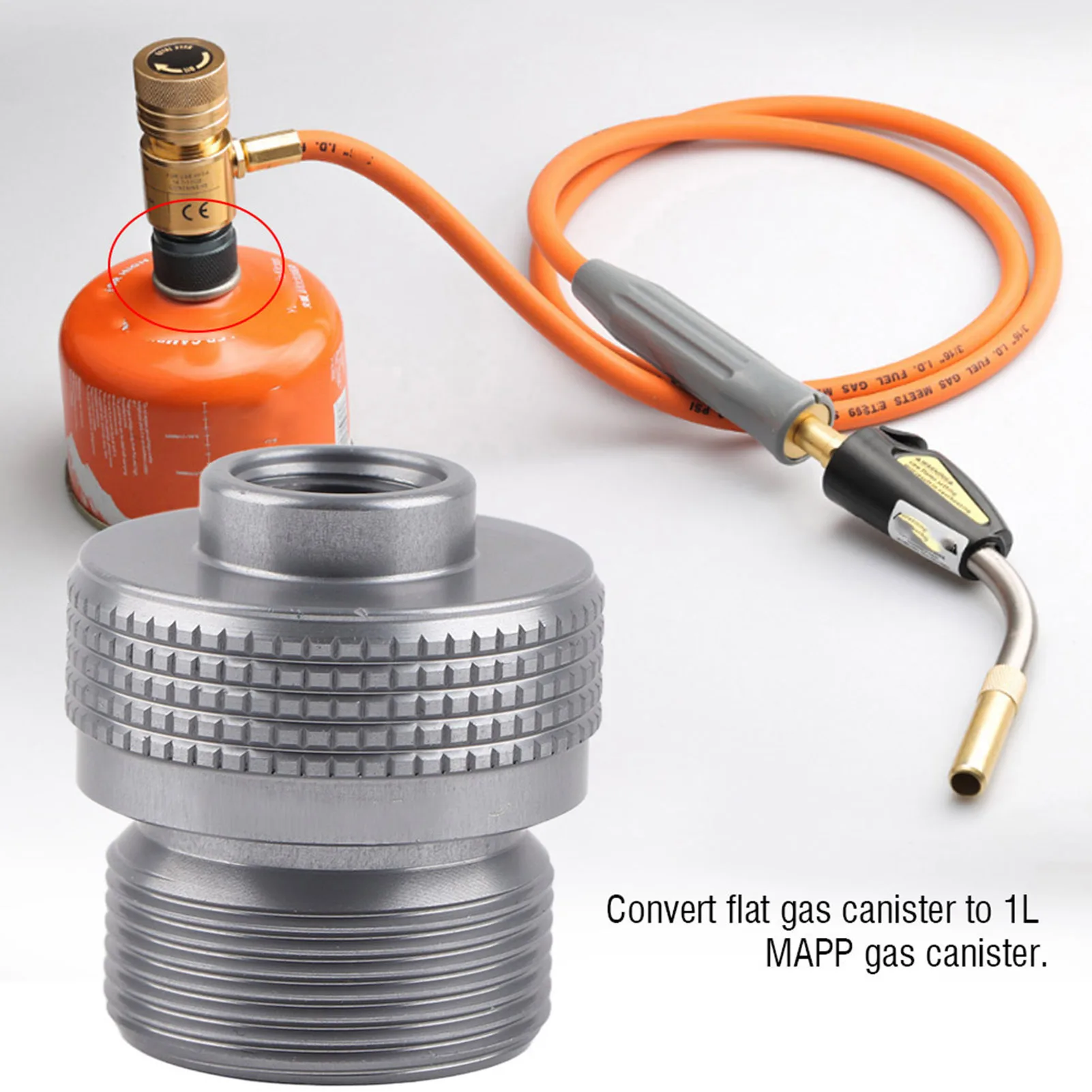 Adaptador de vasilha de gás para acampamento ZK40, válvula conversora, vasilha plana para adaptador de tanque de gás MAPP de 1L