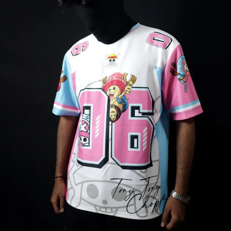 Anime Full Sublimation Mesh Jersey, Unisex Oversized Streetwear Tee, Colorful Cartoon Graphic Sport Uniform