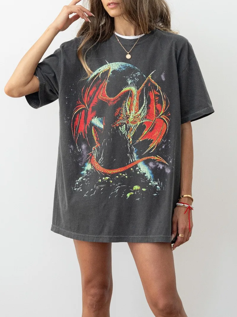 Dragon Shirt Vintage Dragon Graphic T-Shirt, Dragon Tee, Dark Fantasy Shirt, Mythical Creature, Medieval Shirt, y2k dark art