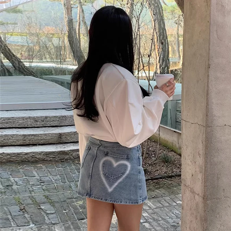 ヴィンテージハイウエストデニムスカート女性春の新ストリートカジュアルミニスカート Y2K 原宿すべて一致レディーススリムジーンズスカート