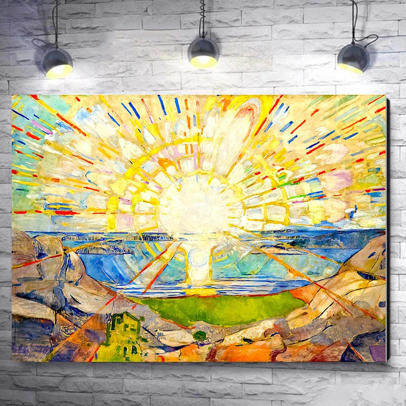 The Bright Sun Coastal Art Canvas Painting By Edvard Munch Posters and Prints Hopeful Wall Pictures for Living Room Home Decor