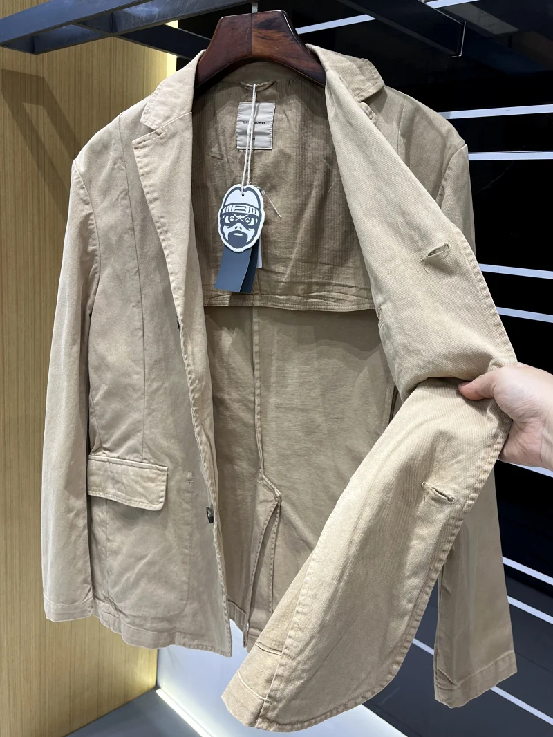 

American Sle Casual Busin Men's Suit Jaet New Fall Basic Match All High End Cotton Pure Fabric Faion Ci Youth