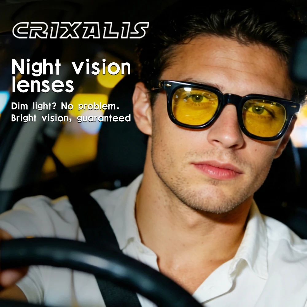 CRIXALIS Nachtsicht-Sonnenbrille für Damen und Herren, zum Fahren, Laufen, Sport, für Fahrer, Regen, Schnee, Nebel, entspiegelt, UV400-Schutz