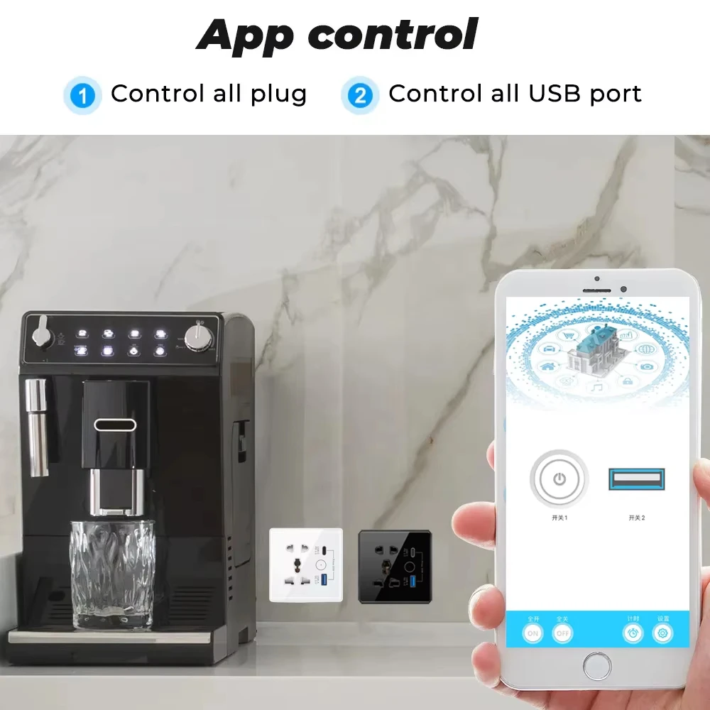 ELEGAN EU UK US Universal Plug Tuya WiFi Smart Socket Switch Quick Charge 3.0 USB Type-C Port Outlet Support Alexa Google Home