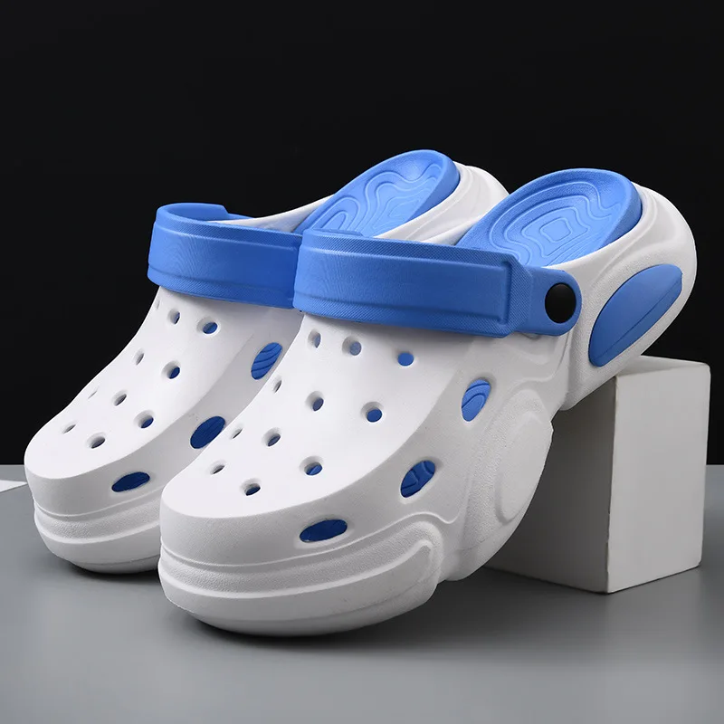 

New style perforated shoes for men, anti slip, wear-resistant toe cap, height increasing, odor proof, breathable beach slippers