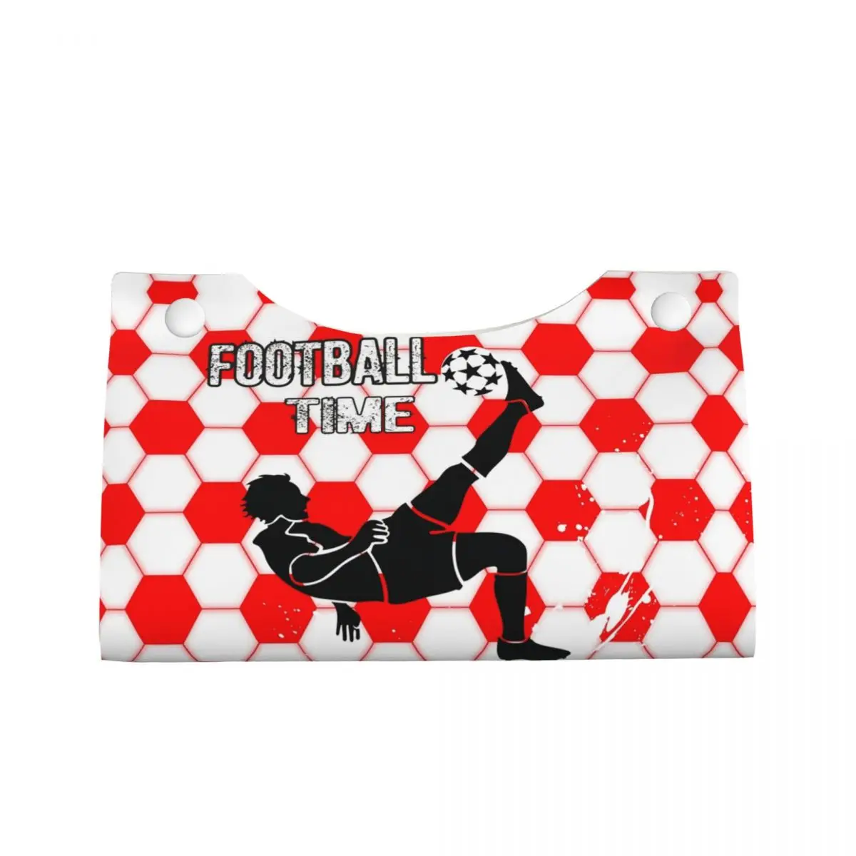 Custom Football Soccer Tissue Box Cover Square PU Leather Facial Tissue Box Holder for Bathroom Car