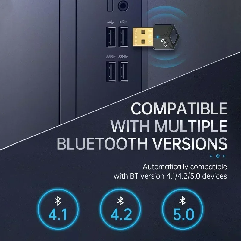 Bluetooth 5.0 USBワイヤレスドングルアダプター,音楽受信機,PC用ミニBluetooth送信機,ファイル転送