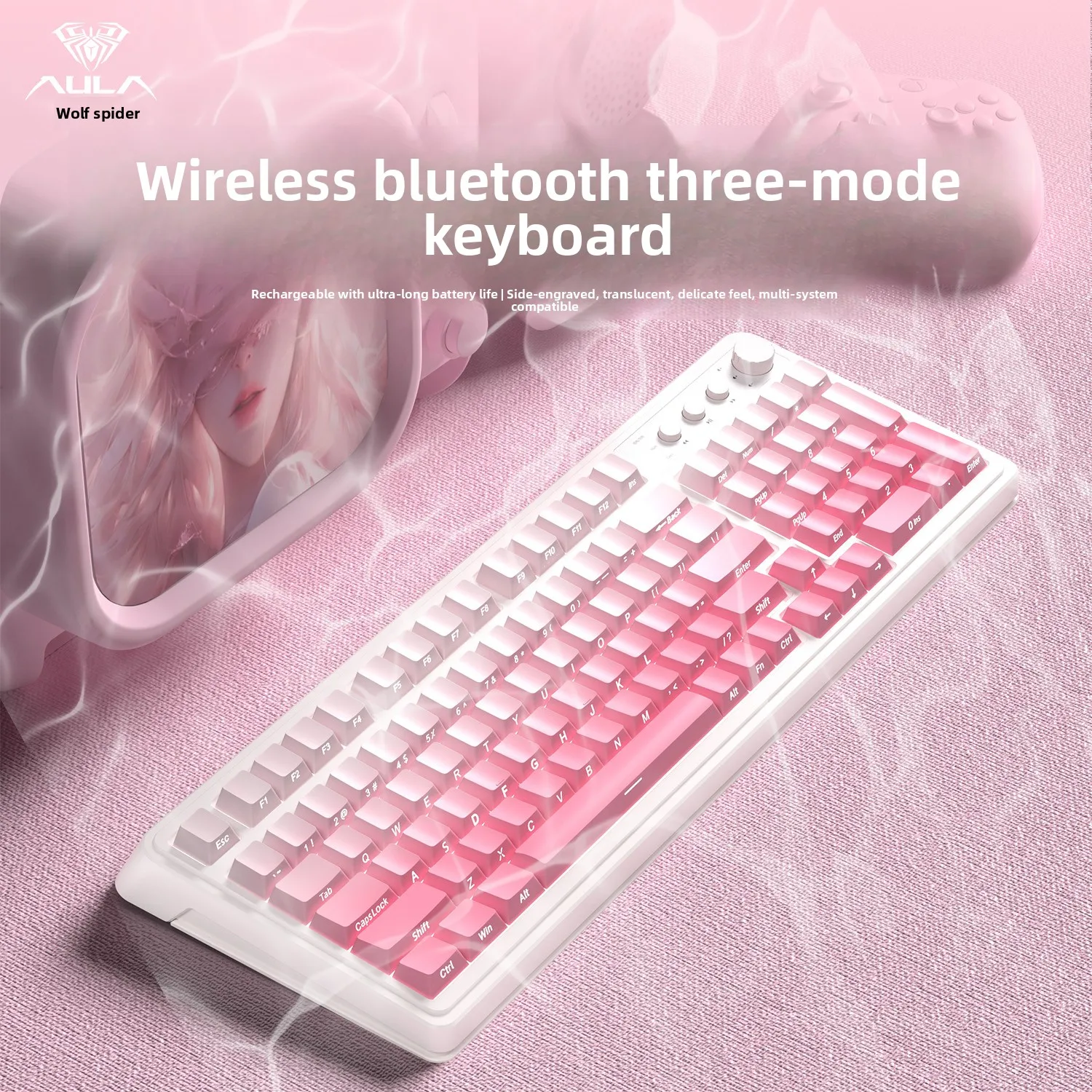 

AULA S99 Wireless 3-Mode Keyboard - 99 Keys,2000mAh,RGB Backlight,Multi-Device Easy Switch,Game/Office,Gaming Laptop Accessories