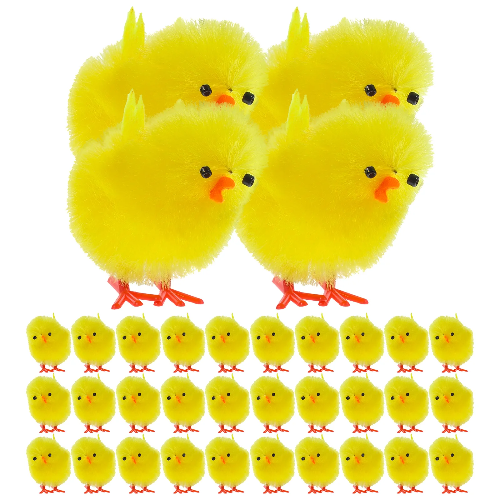 

36 Pcs Plush Chick Ornaments Models Adornments Decorations Plastic Animal Garden Decors Modes Oval Terracotta Pots