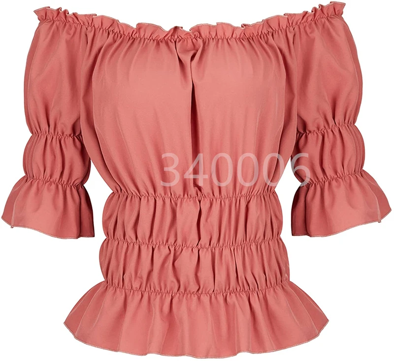 Camisa feminina plus size renascentista medieval chemise vitoriana meninas gótico retro camponesa wench fora do ombro blusa traje vermelho