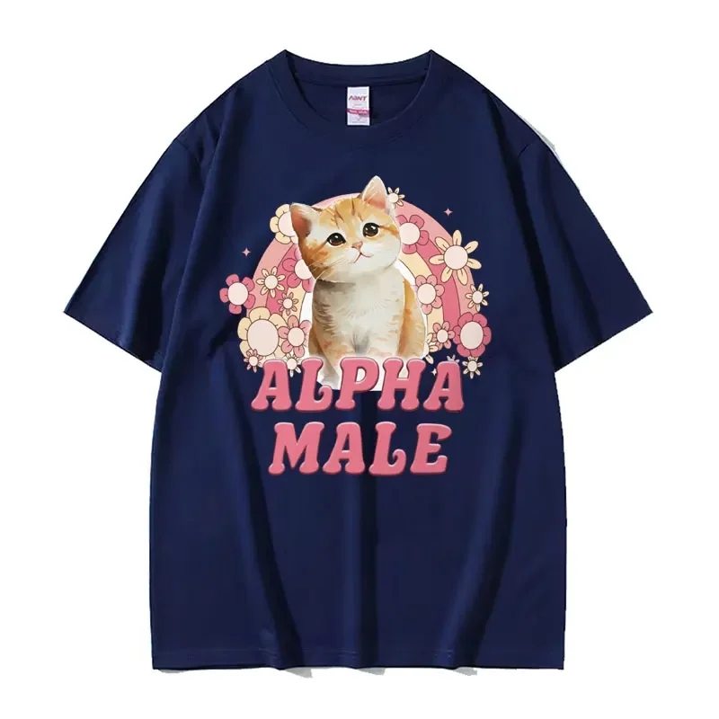 Alpha male cute kitten rainbow T shirt men women funny cat meme graphic t shirts fashion casual cotton short sleeve T-shirt tops