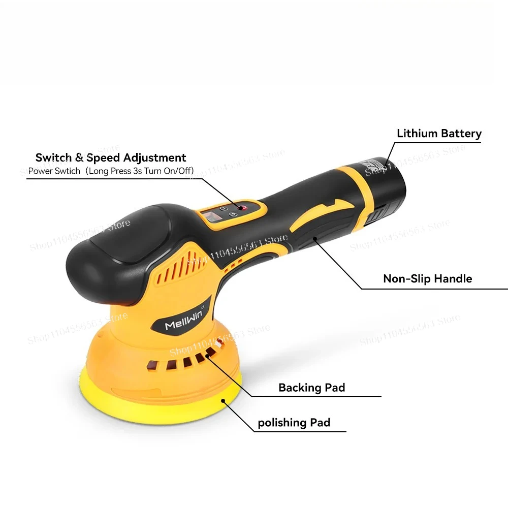 

MELLWIN 5500rpm 8 Gears Digital Display Cordless Electric Car Polisher Car Polishing Waxing Sanding Machine For 12V Battery