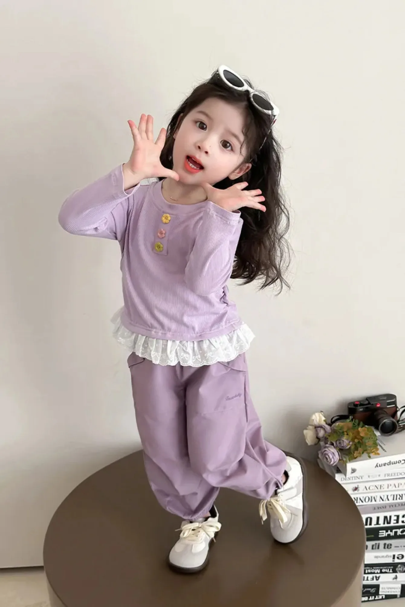 Girls Sweater Set Spring and Autumn 2025 Children's Casual Fashionable Cute Baby Girl Foreign Style Overalls Two-piece Set