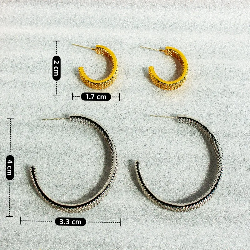 Oval Exaggerated C - type Large Hoop Earrings and Golden Hoop Earrings