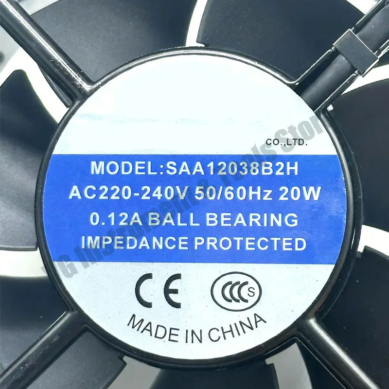For SAA12038B2H AC 220-240V 0.12A 120x120x38mm 2-Wire Cooling Fan