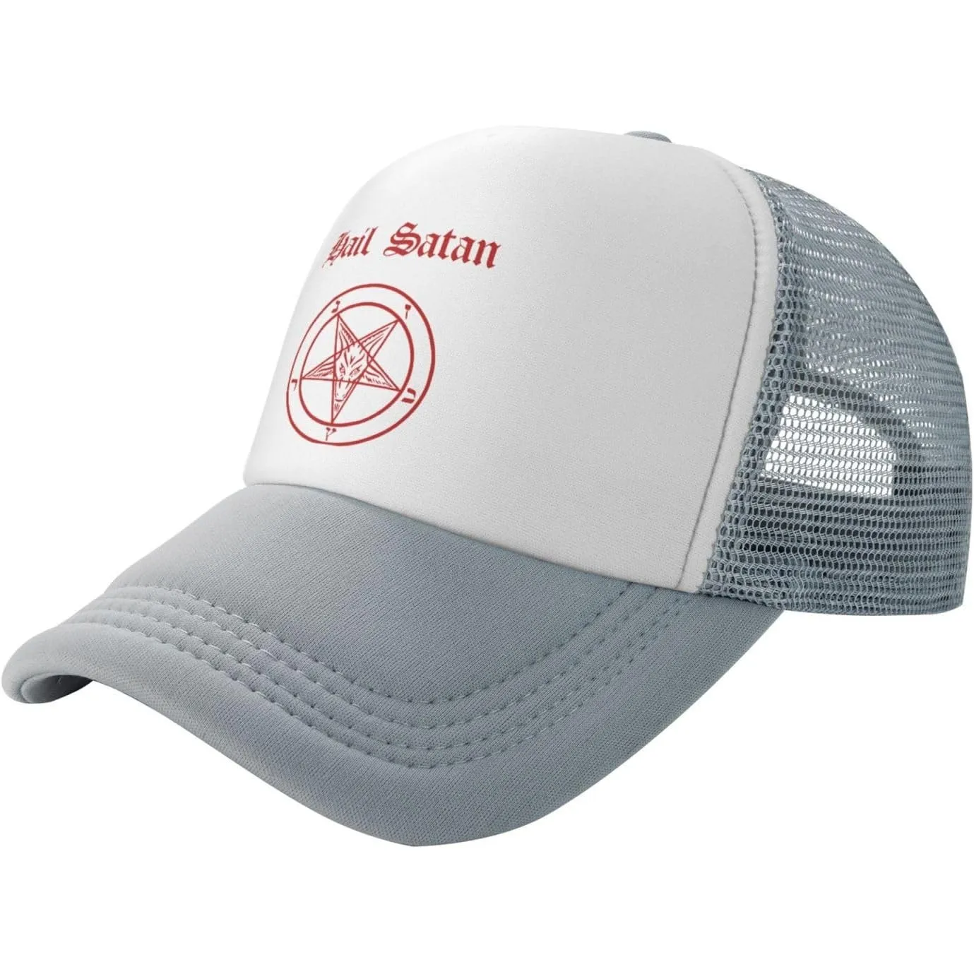 Hail Satan Pentagram Trucker Hat Mesh Baseball Snapback Cap for Unisex Casual Outdoor Adjustable