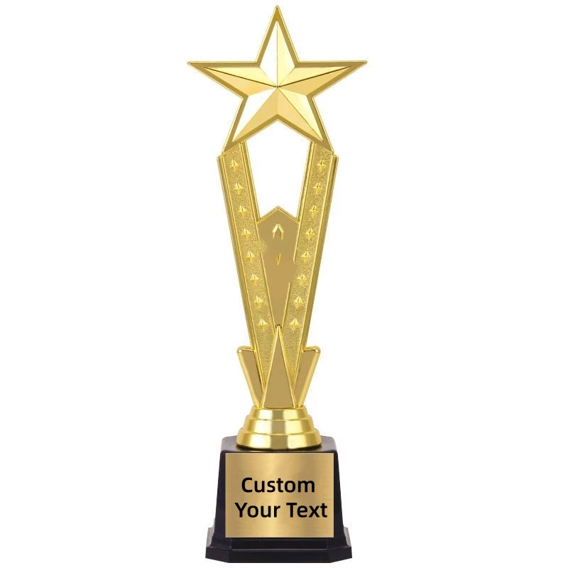 Customizable Kids Golden Award Trophy Star Plastic Reward Prize Cup School Rewarding Supply Singing Dancing Competition Winner