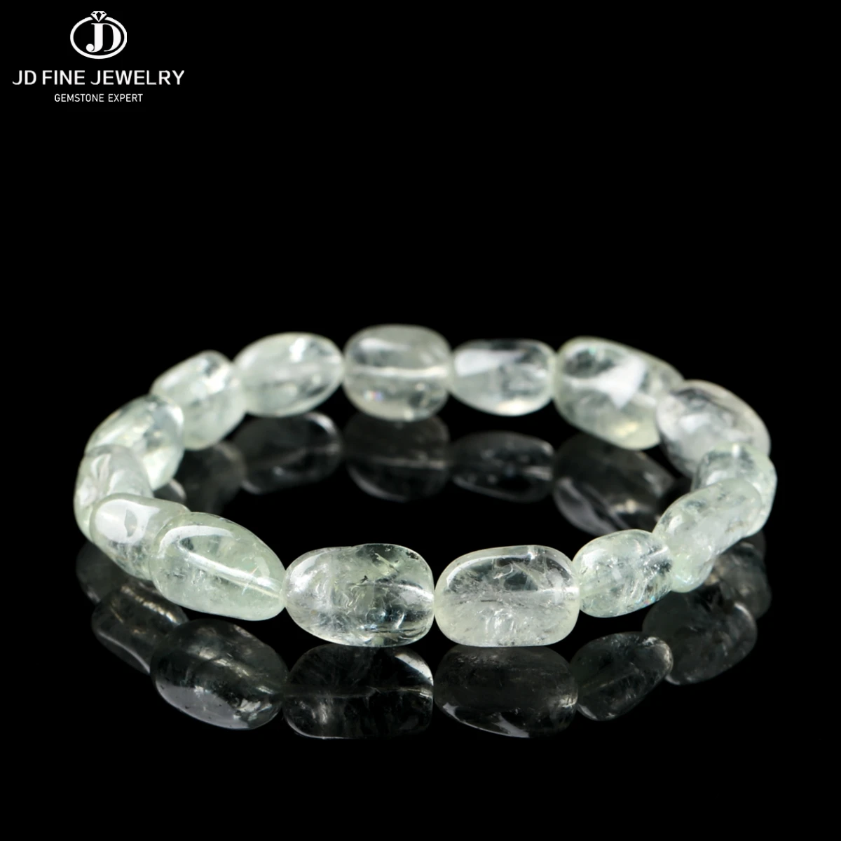 

JD Natural Stone Irregular Green Quartz Smooth Beads Bracelet Women Chic Reiki Healing Energy Stretch Bangles Female Hand Gifts