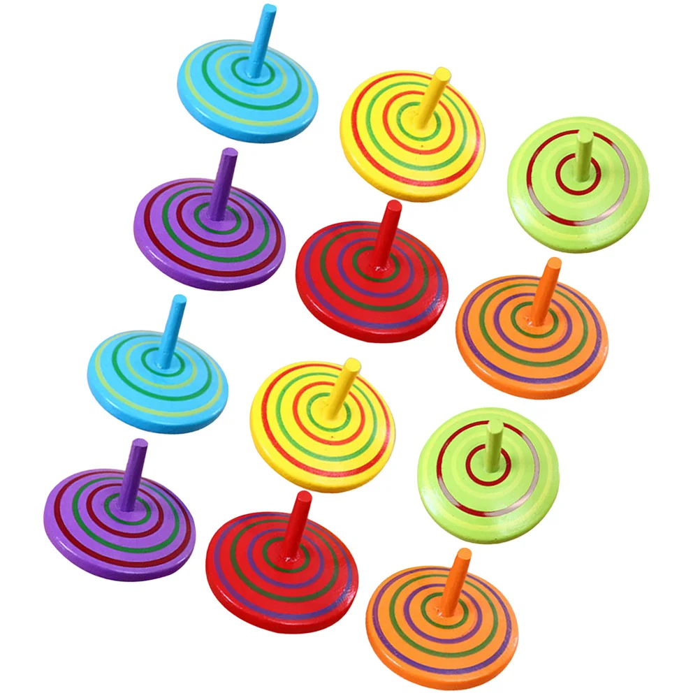 20 Pcs Wooden Spinning Top Decompression Gyro Toys Kids Educational Child for Baby Children Tops