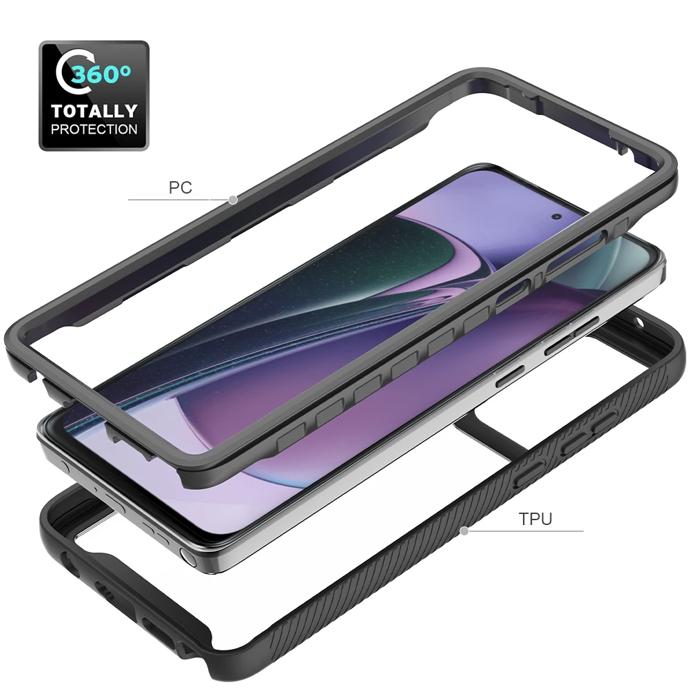 Case For Motorola G Stylus 5G 2024 / Moto G Stylus 5G 2023 Funda Capa Transparent TPU/PC Phone Cover Bumper Frame + Clear Shell