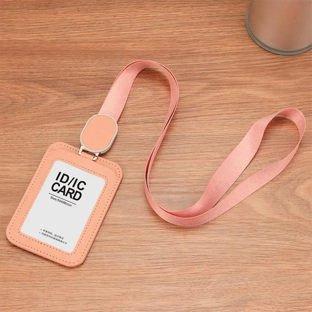 Card Sleeve Transparent Design Id Badge Holder with Durable Lanyard Retractable Reel for Work Outdoor Activities Events Card