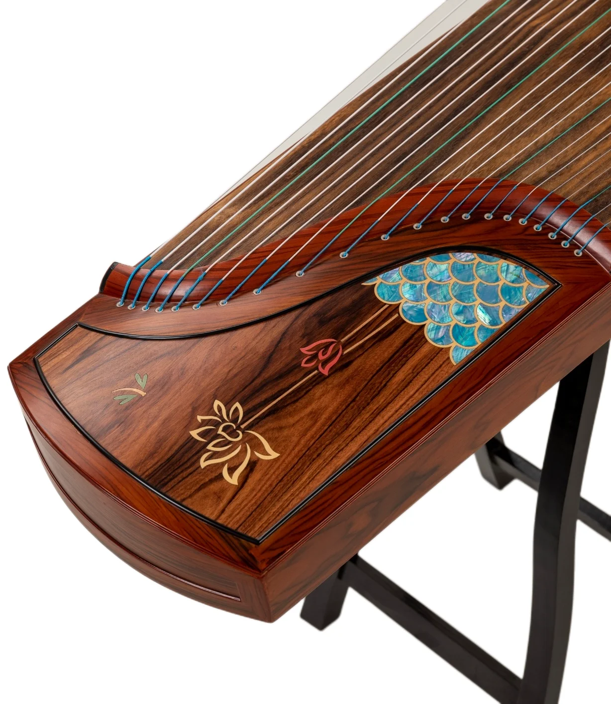 Traditional 21-String Guzheng Zither Hand-Dug Solid Wood Chinese Musical Instrument for Recording Ctnc Brand