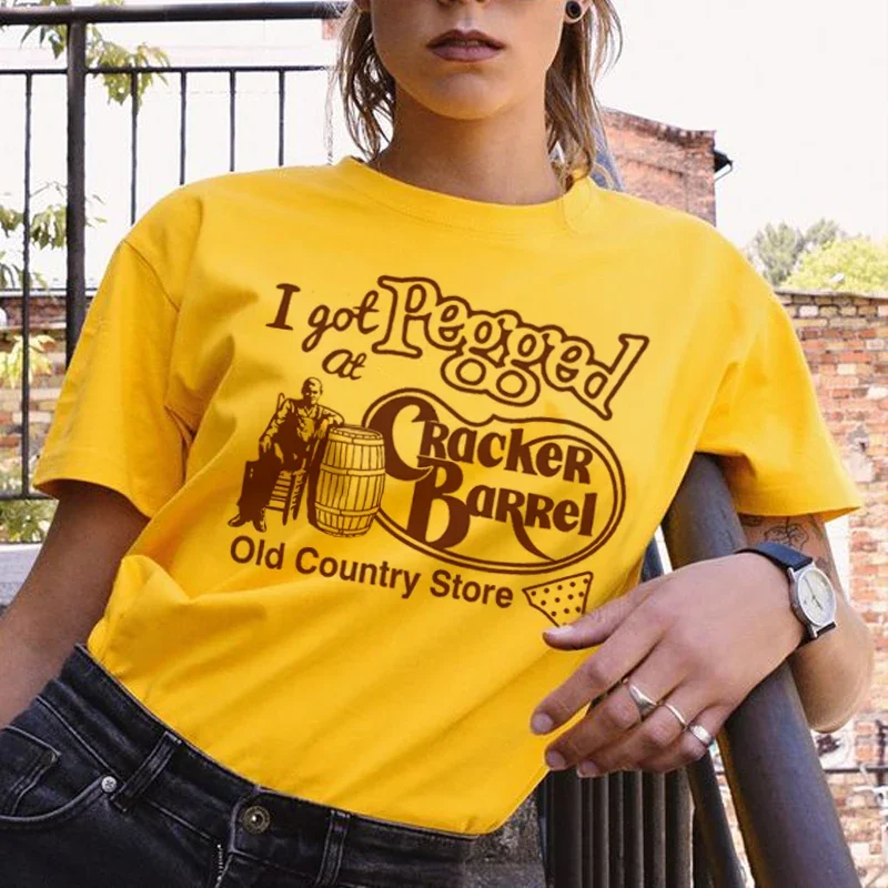 

I Got Pegged Funny Saying T-Shirts Women Trendy Fashion Peg Game T Shirt Unisex Short Sleeve Vintage Country Graphic Tees Gifts