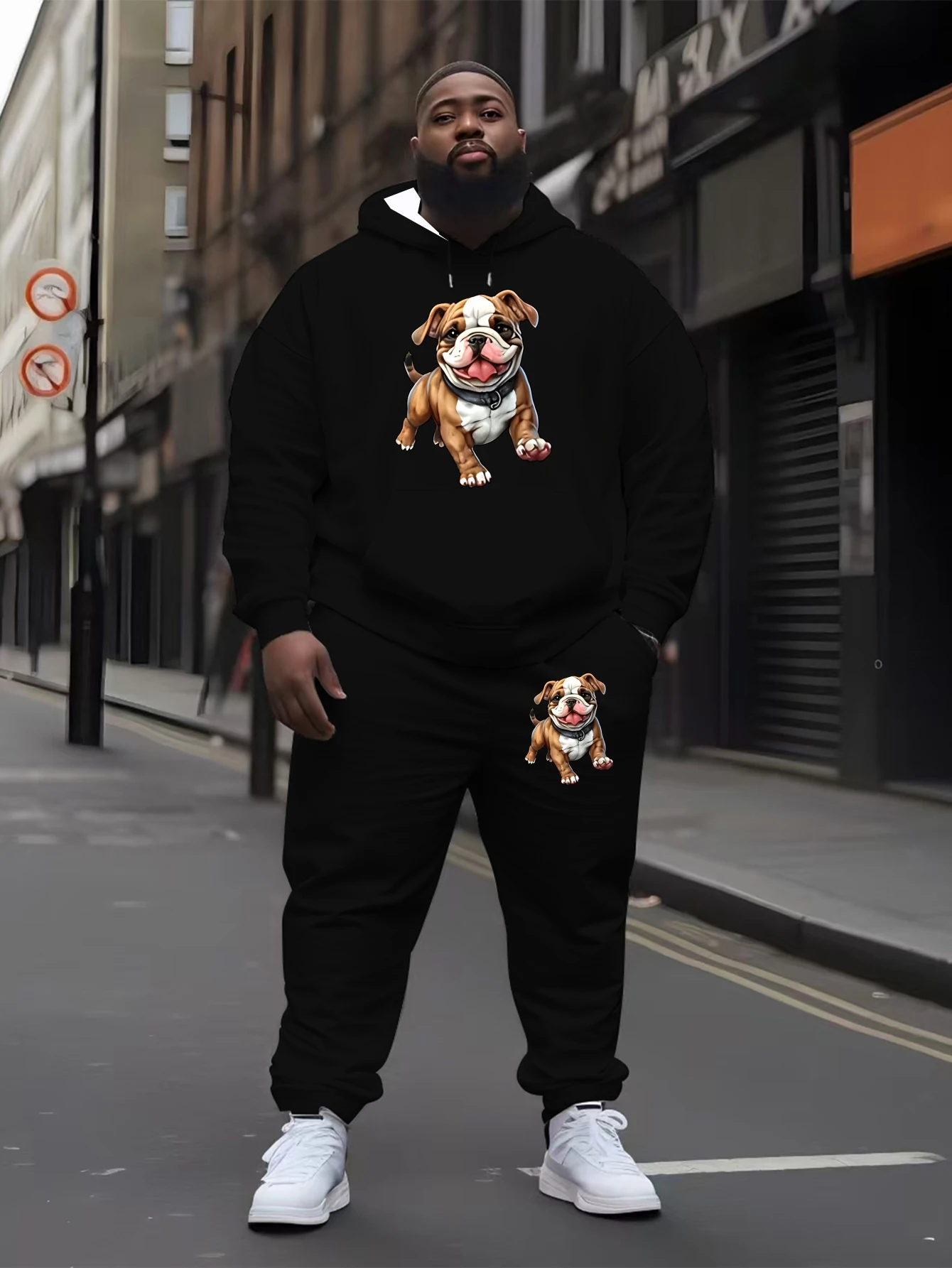 

Новый мужской комплект толстовки с капюшоном на весну и осень 2025: 3D 3D принт щенка: толстовка + брюки, спортивный костюм