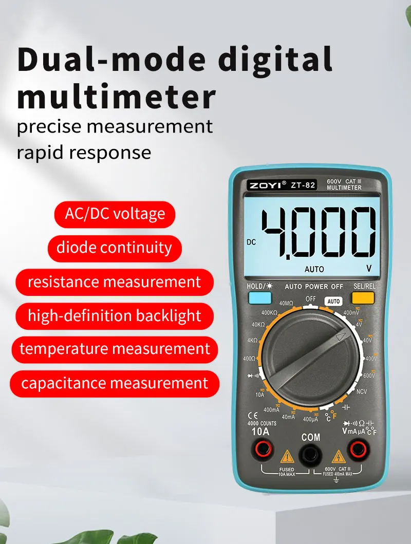 ZOYI ZT-82 Multimeter digital high-precision multi-function automatic digital display intelligent maintenance Electrical multime