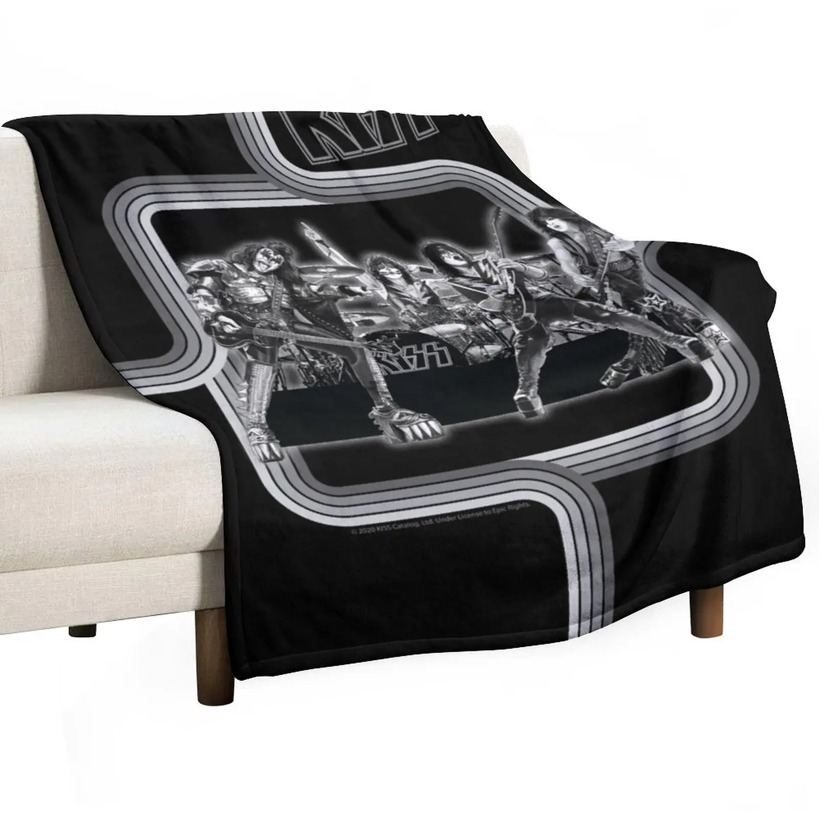 

Kiss - Retro Gray Throw Blanket Summer Custom wednesday Blankets