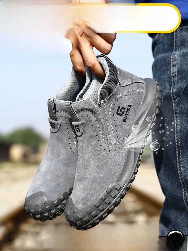 Men's Safety Work Shoes Lightweight New Model with Steel Plate Anti- Puncture Anti- Slip Breathable Waterproof Work Boots