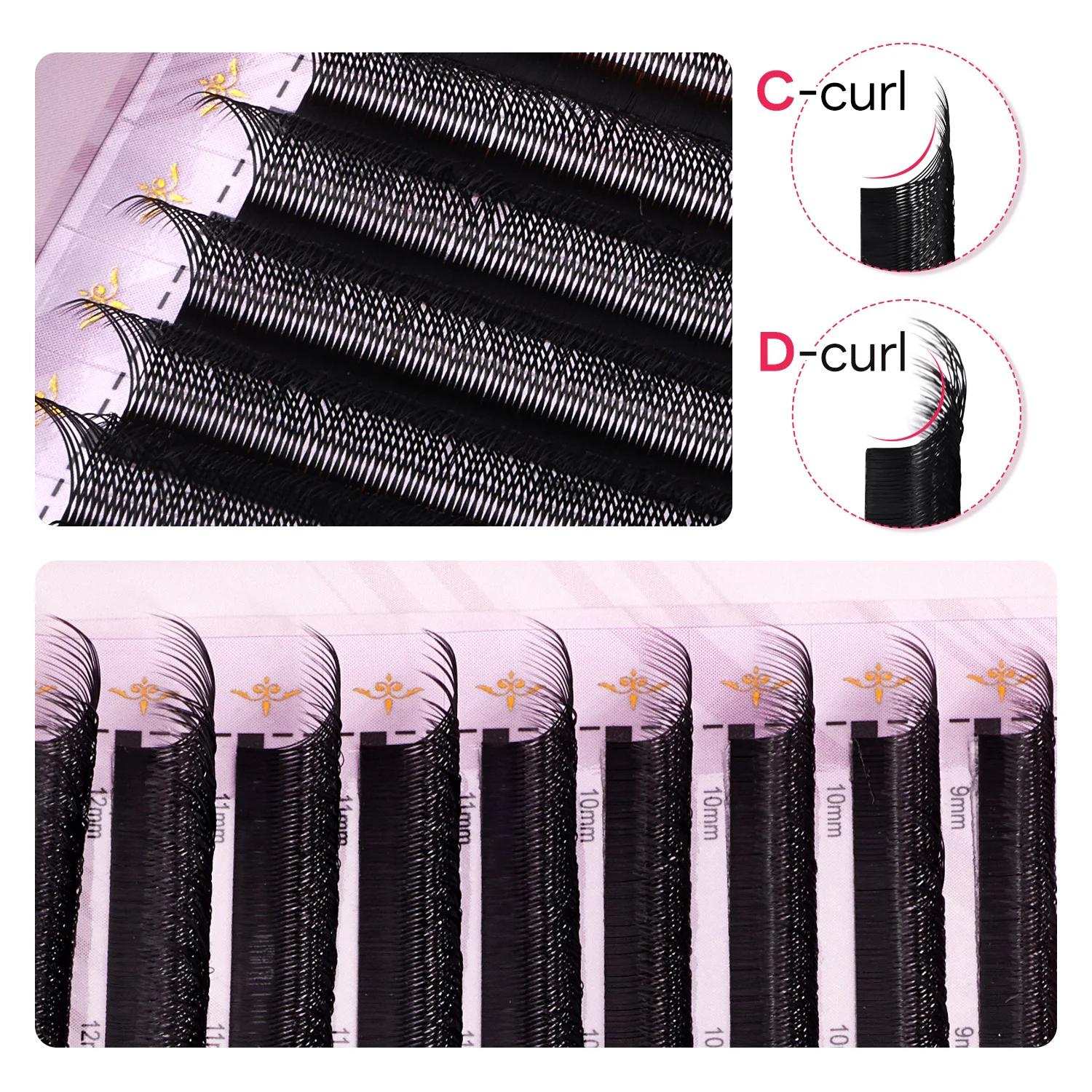 ARISON PLUS YY 3D/4D/5D W Trays 0.07 D Curl 8-13mm Length Matte Black Color Stable Professional Makeup Tools Curl