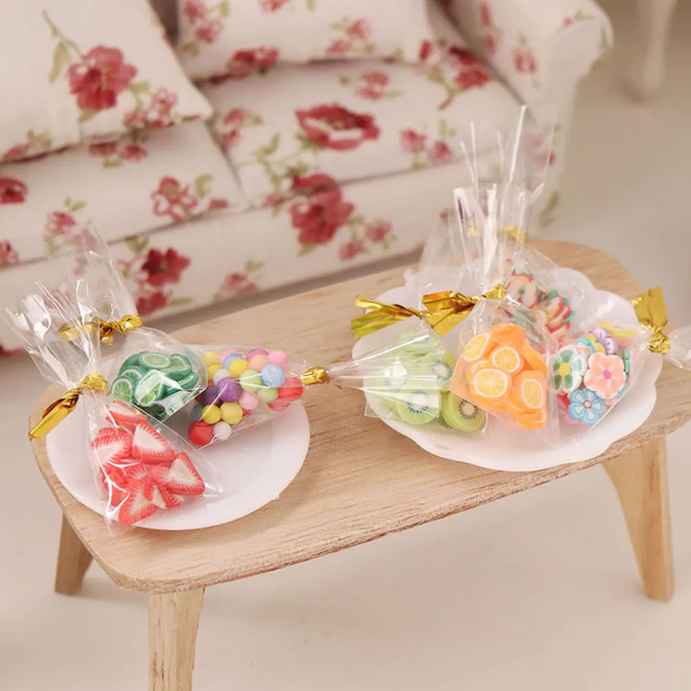 6 stuks Mini Voedsel Verpakt Snacks Simulatie Zakken voor Mini Huis Decoratie Poppenhuis Accessoires Realistische Rekwisieten