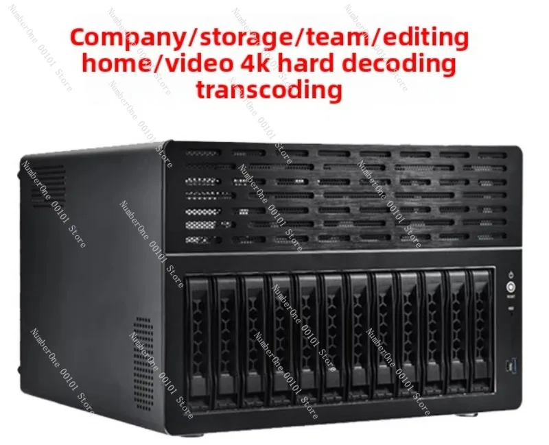 NAS12 Disk Storage Server Chassis Supports ATX Motherboard Half Height PCIE Slot 1U PSU Hot Swap